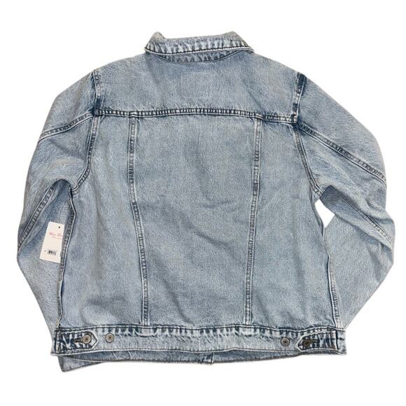 NWT $109 Lucky Brand Womens XL Trucker Jean Jacket 100% Cotton Light Blue Denim - Picture 2 of 9